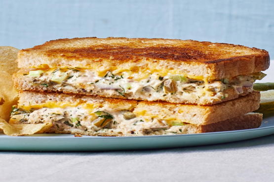 TUNA, MELTED CHEESE, RED ONION SANDWICHES
